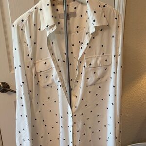 LOFT White Star Print Blouse